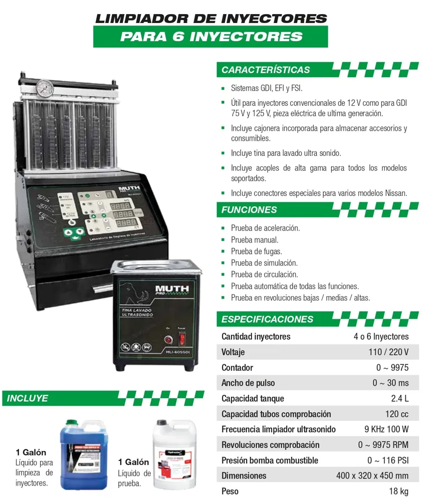 Limpiador inyectores gdi 6 probetas 110v 1
