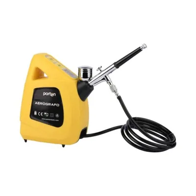 Aerografo con mini compresor de 15 litros minuto de 12w 29psi de 12 voltios-dc